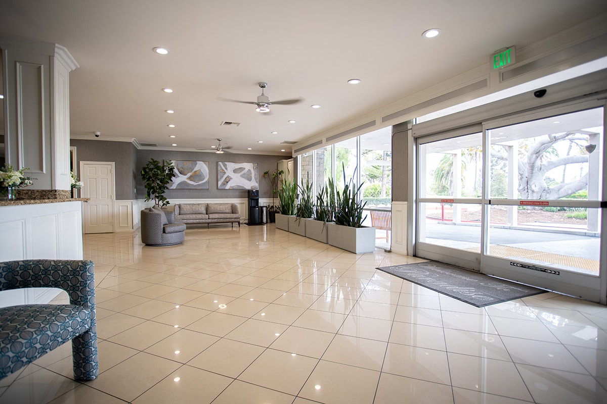 The front desk and front entry at Paradise Valley Manor care center